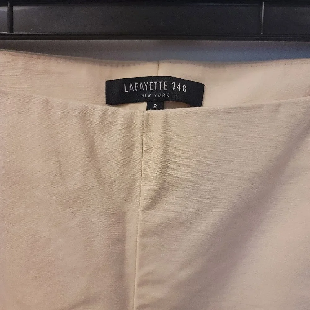 Lafayette 148 New York Stanton Khaki Slim Leg Ankle Pants Size 8